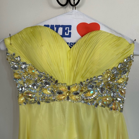 Yellow Strapless Prom Dress - Picture 3 of 8
